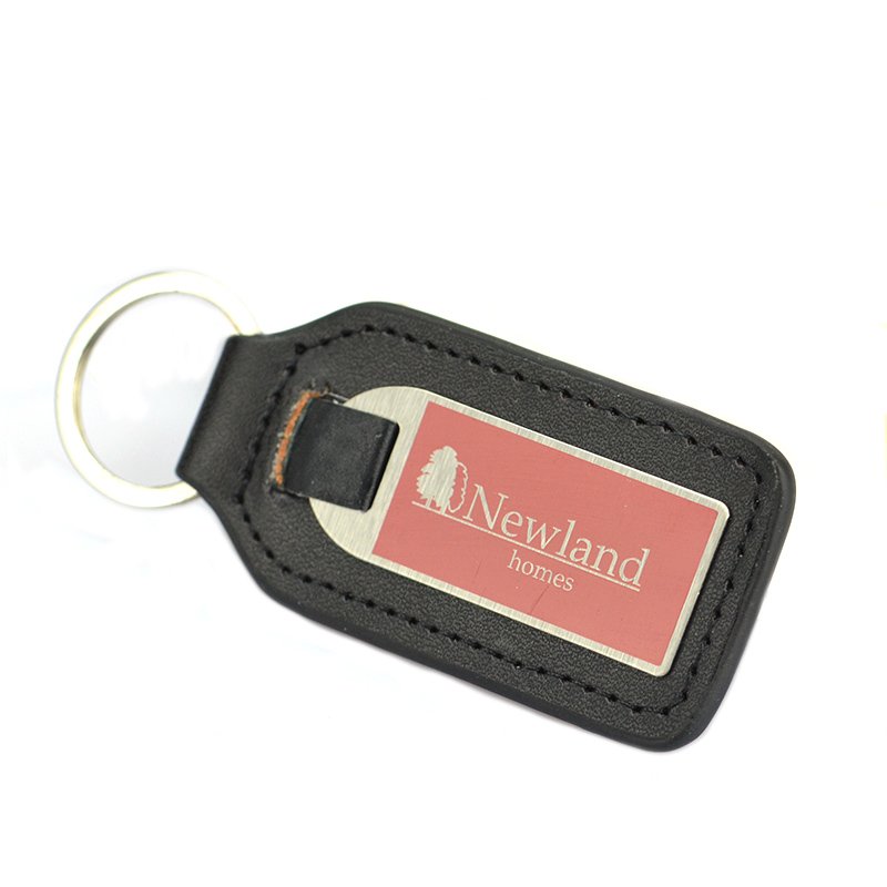 Metal And Leather Keychain For Men