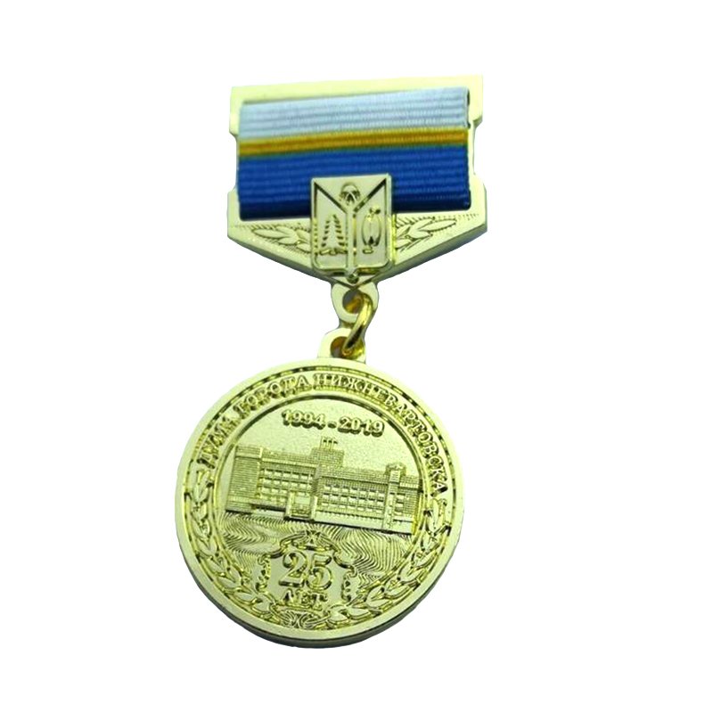 Metal Gold Military Award Medal With Ribbon