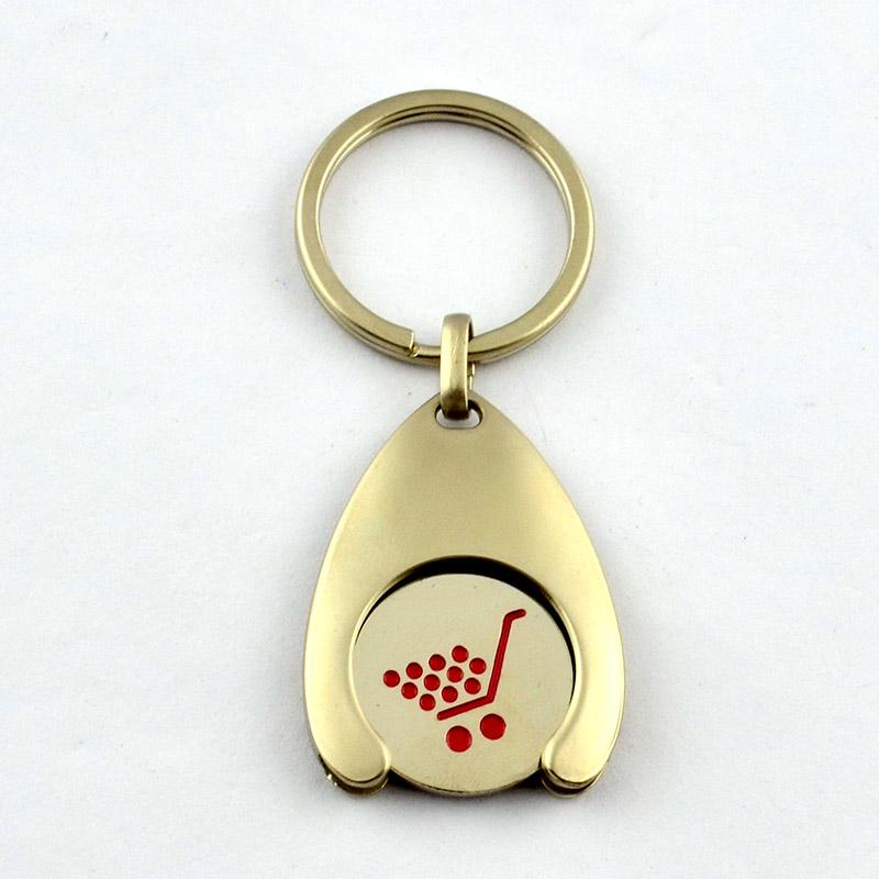 Cheap token keychain metal coin holder keyring Trolley Coin Keychains