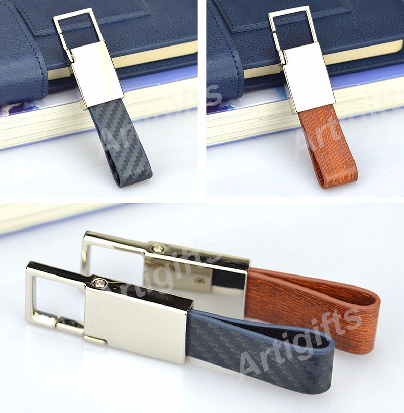 Artigifts Cheap Handmade Custom Double Ring Leather Car Key Holder