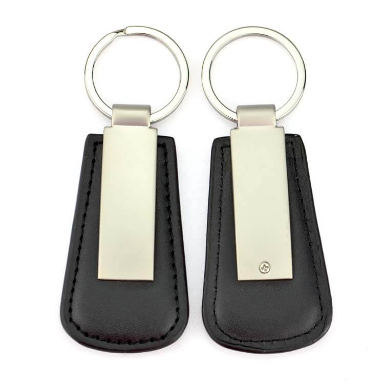 Factory Custom Logo Car Key Tag Round Keyring Pu Leather Keychains
