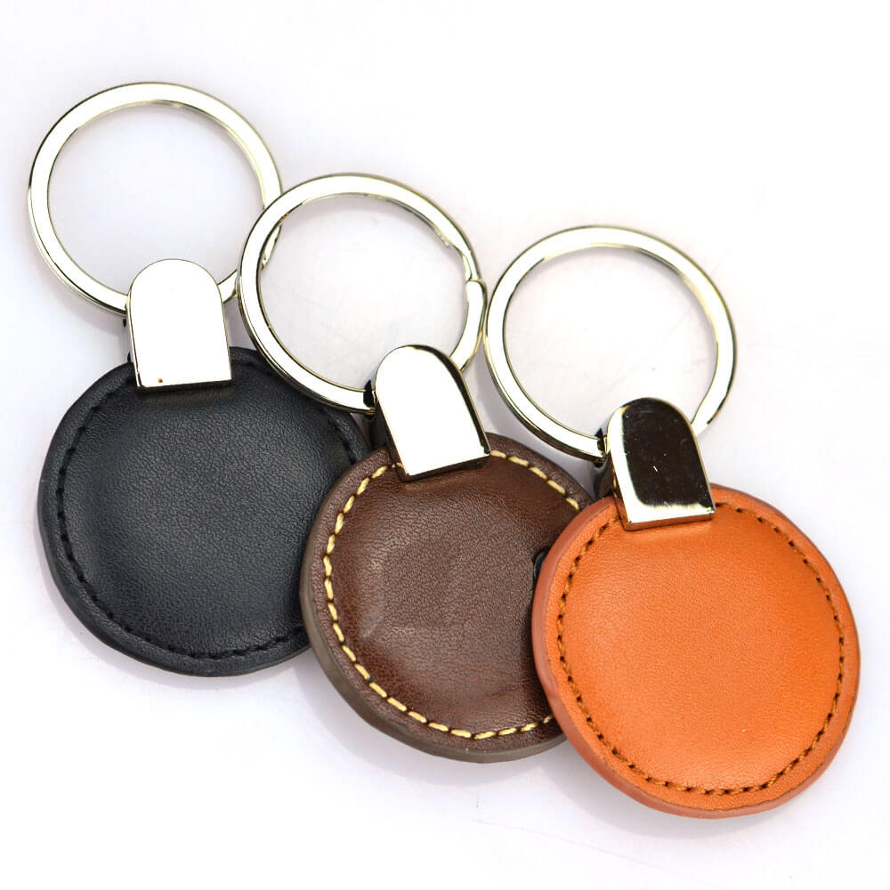 Personalized Custom Brand Logo Blank Luxury Pu Leather Car Keychain