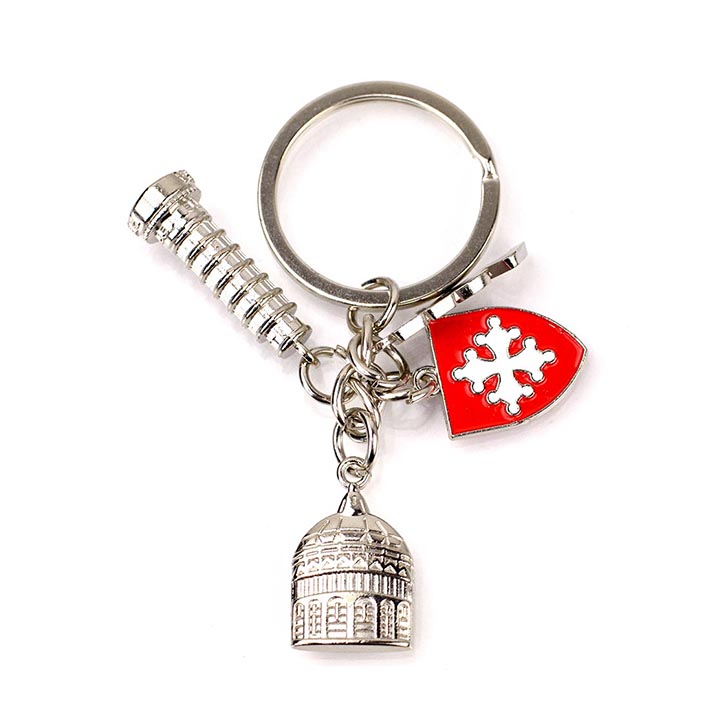 Custom 2D 3D Logo Sterling Silver Key Ring Double Sided Sublimation Key Chains