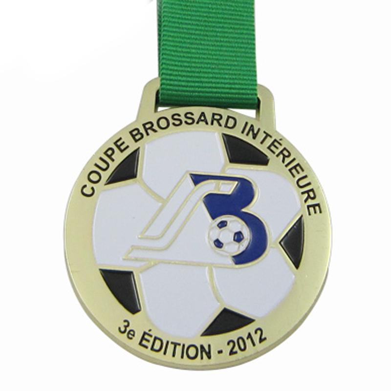 Custom 2D Metal Plated Antique Brass Sports Soccer Medal