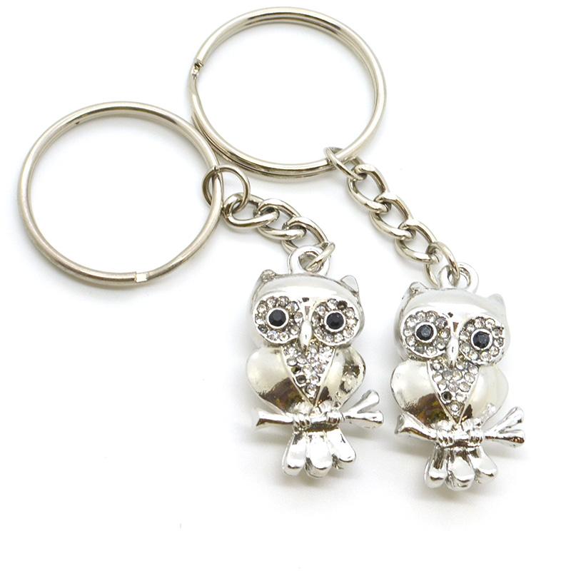 Owl Shape Rhinestone Keychain