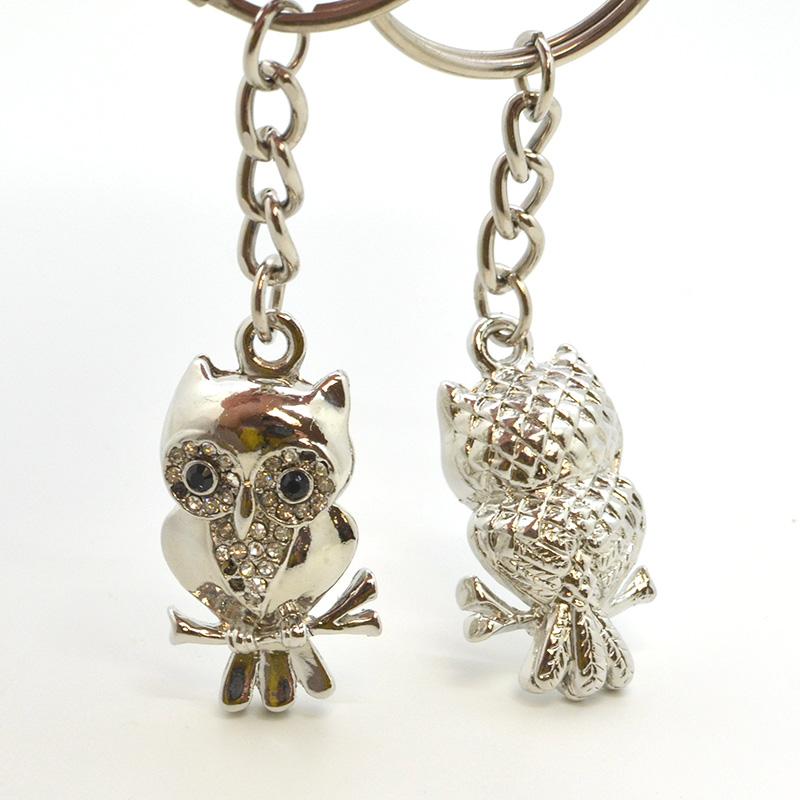 Owl Shape Rhinestone Keychain