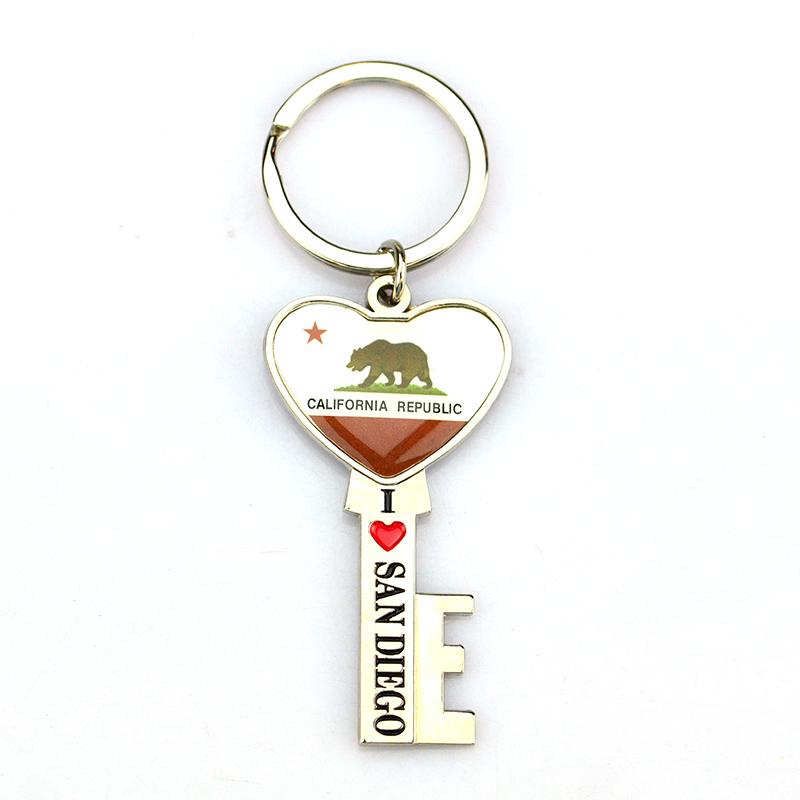 Customized High Quality Cheap Metal Enamel Key Shaped Key Chain