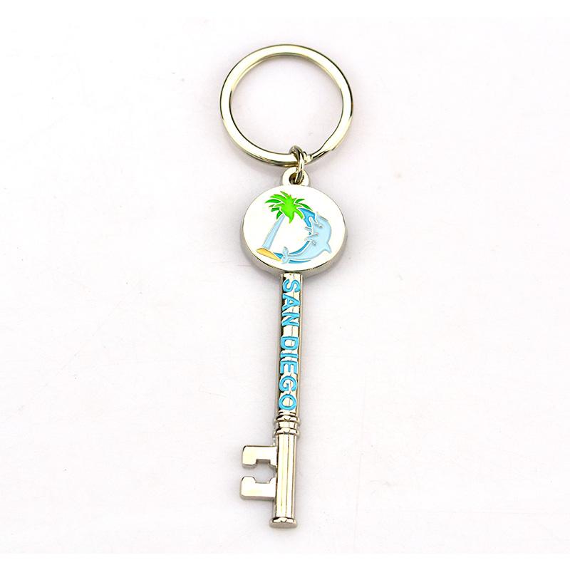 Customized High Quality Cheap Metal Enamel Key Shaped Key Chain