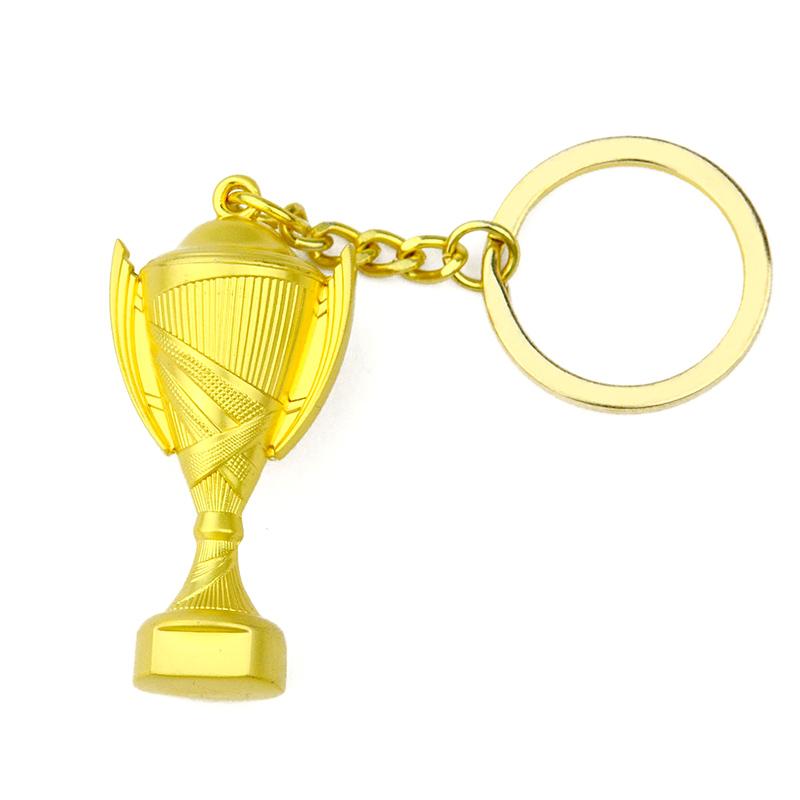 3d trophy shape gold key chain