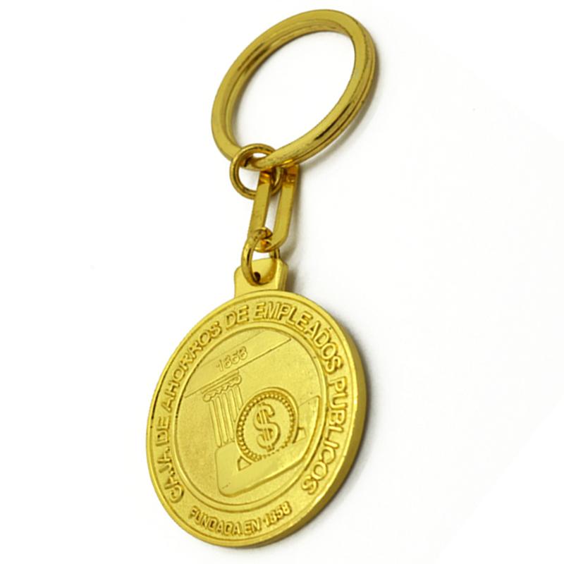 double side metal keychain gold plated
