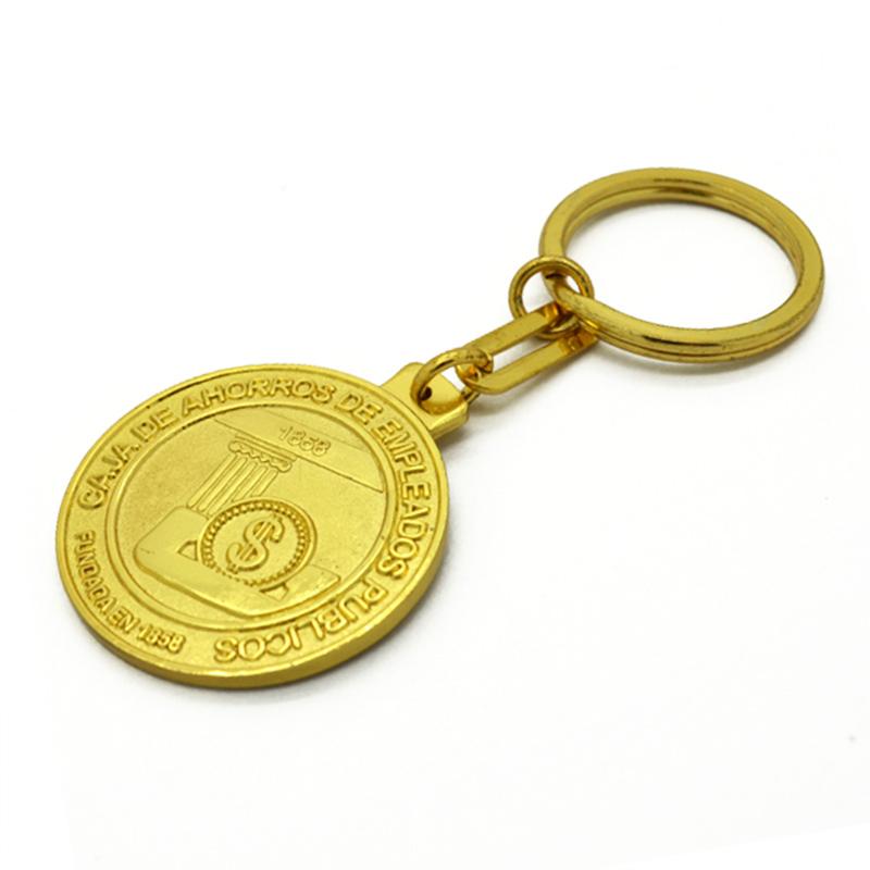 double side metal keychain gold plated