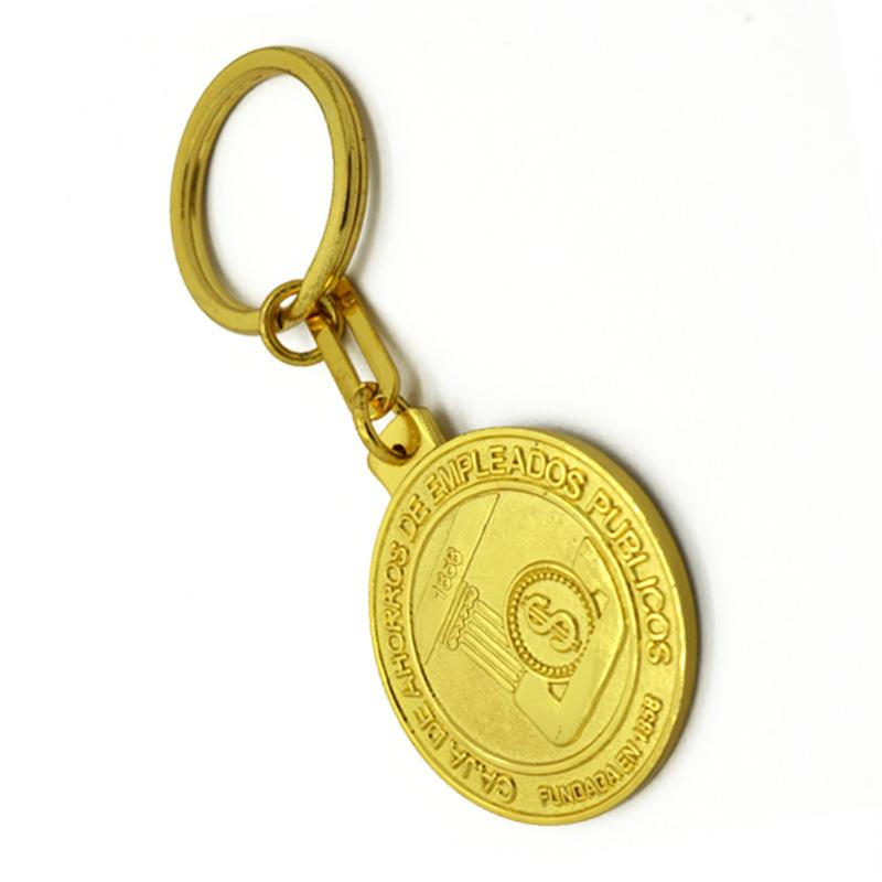 double side metal keychain gold plated