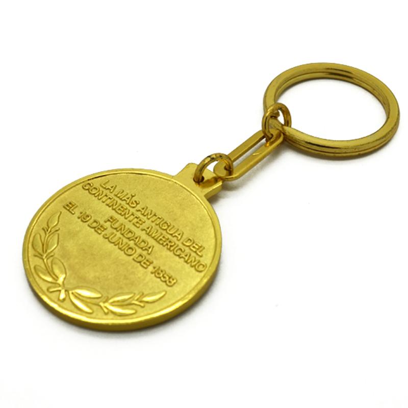 double side metal keychain gold plated