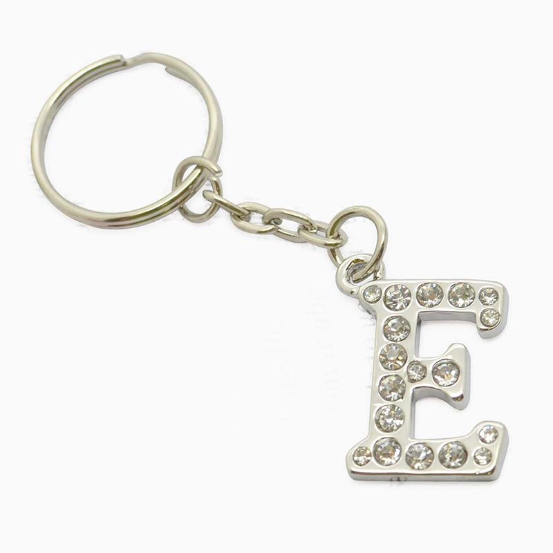 metal jewelry bling letter e keychain