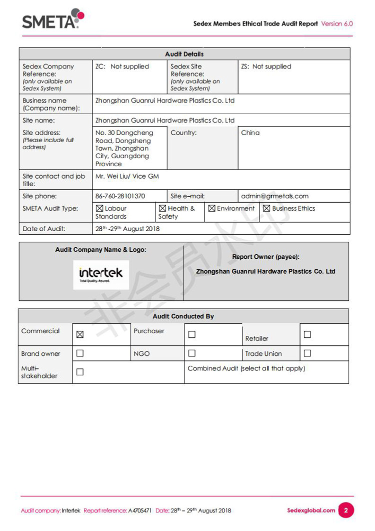 2018 Sedex Members Ethical Trade Audit Report