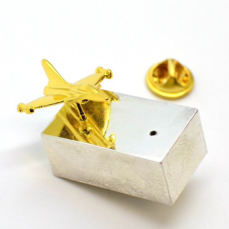 3D Gold Airplane Lapel Pin