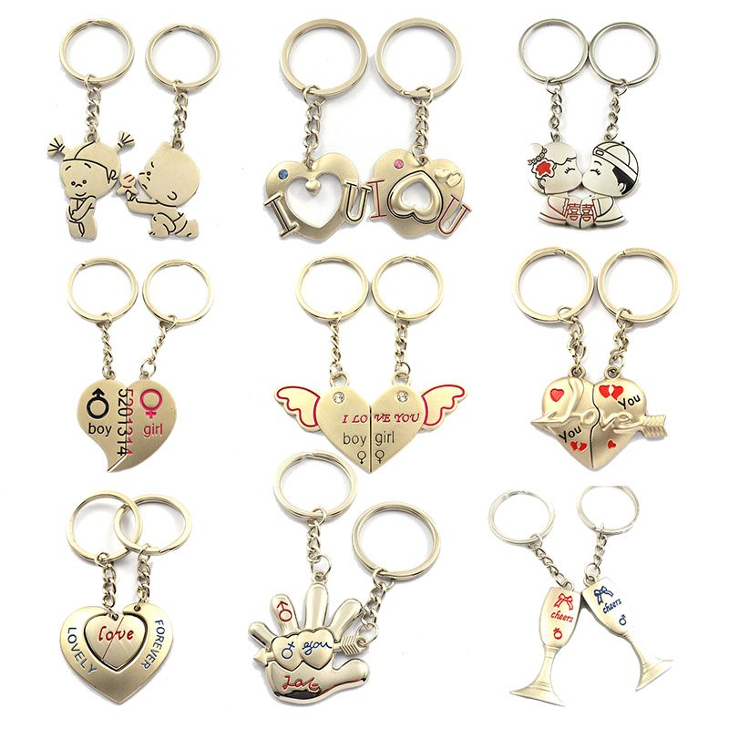 Custom Heart Key Holder Metal Couple Keychains