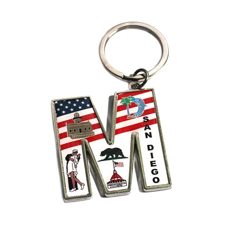 Word Keychain Metal Custom Enamel Flag Key Ring