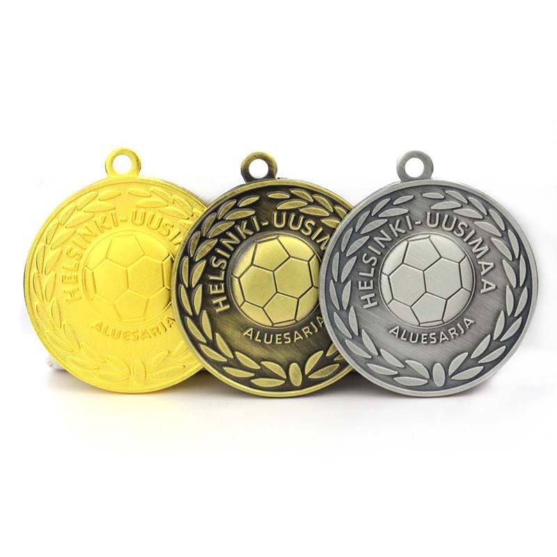 Stamped 3D Sports Gold Football Medals And Metal Soccer Trophies 