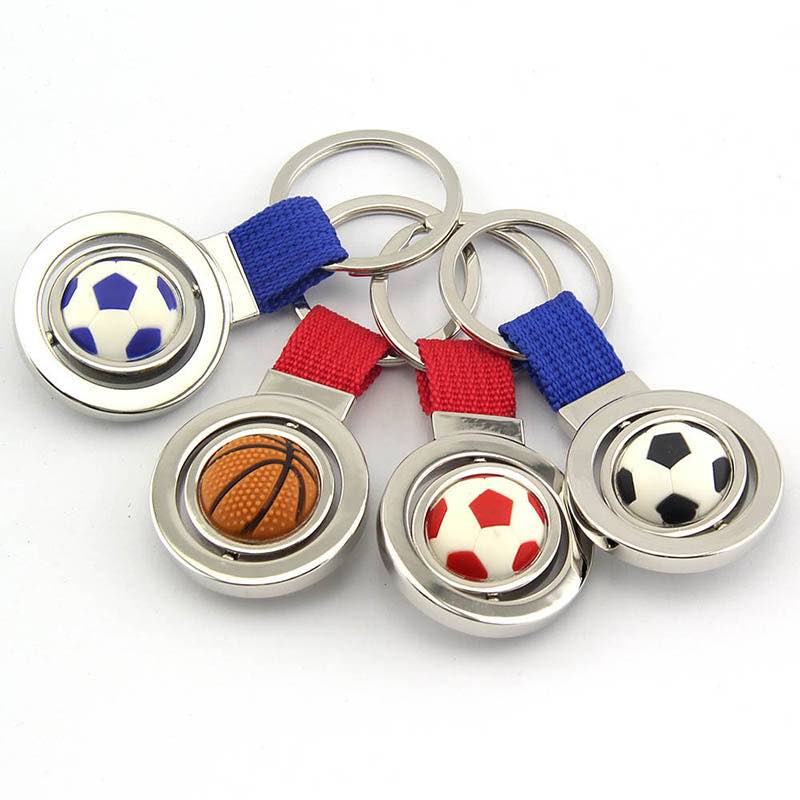 Customised Key Chain 3D Metal Rotatable Sports Football Keychain