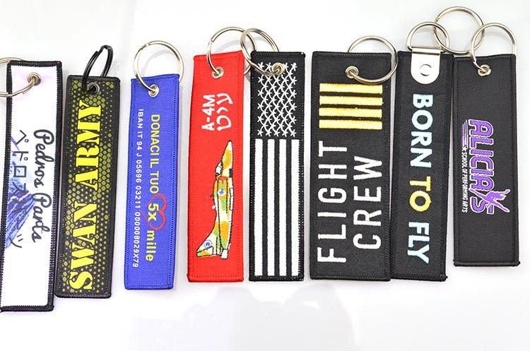 Custom Embroidery Logo Keychains Fabric Strap Wholesale 