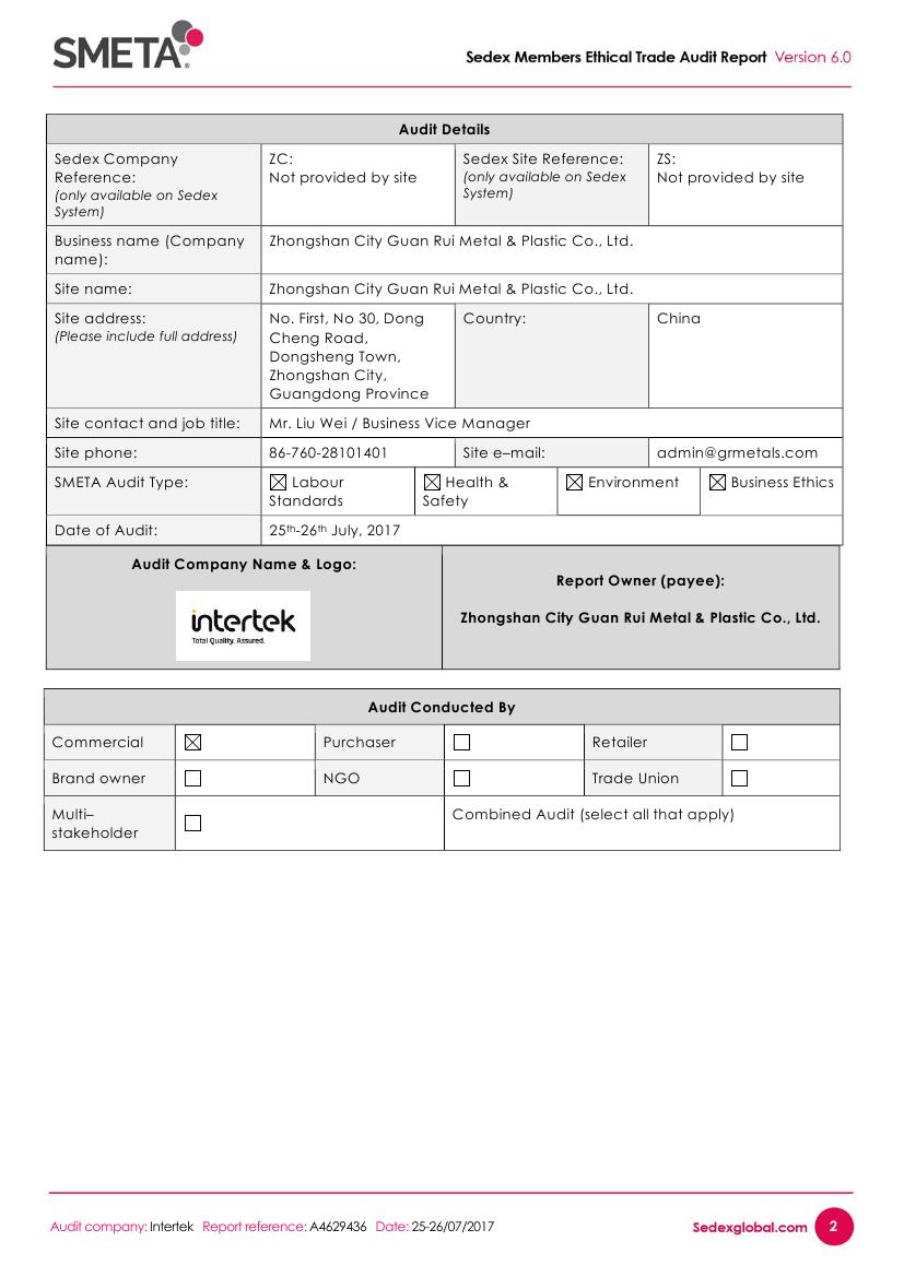 Sedex Members Ethical Trade Audit Report0001