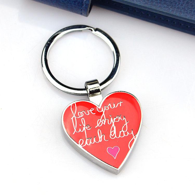 Metal Heart Engraved Keychain