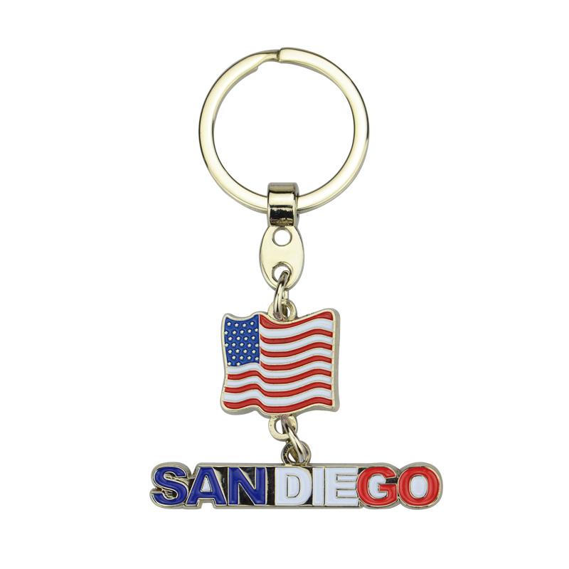 Wholesale Keychain Custom Metal Enamel Country Flag Keychain Metal