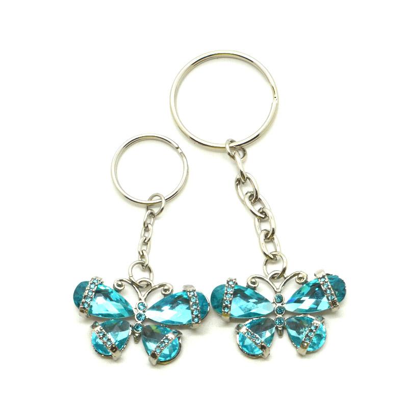 Wholesale Keychain Metal Enamel Butterfly Keychain With Diamond Metal