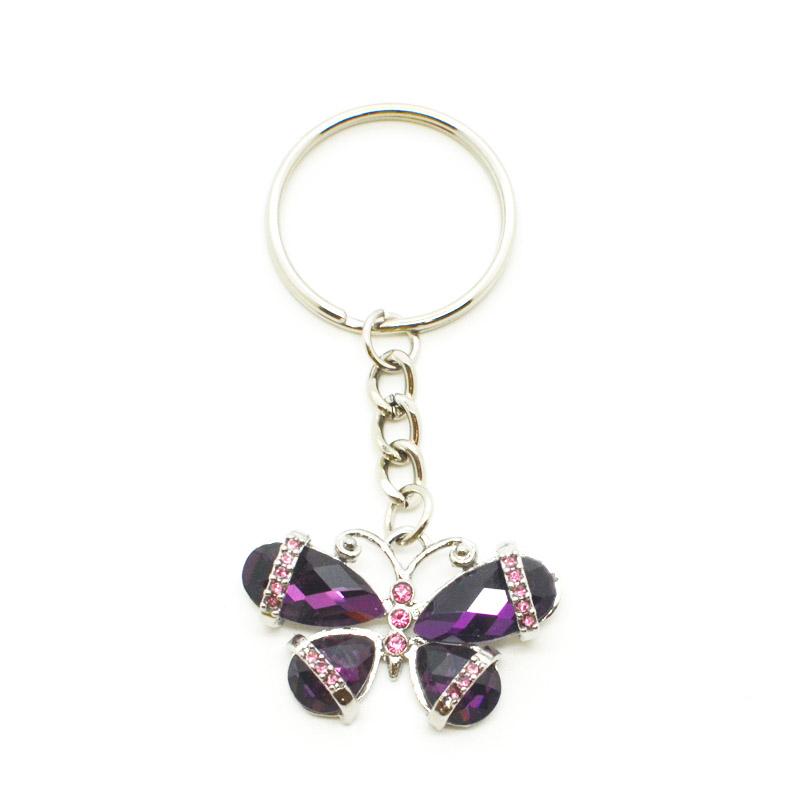 Wholesale Keychain Metal Enamel Butterfly Keychain With Diamond Metal Keychain