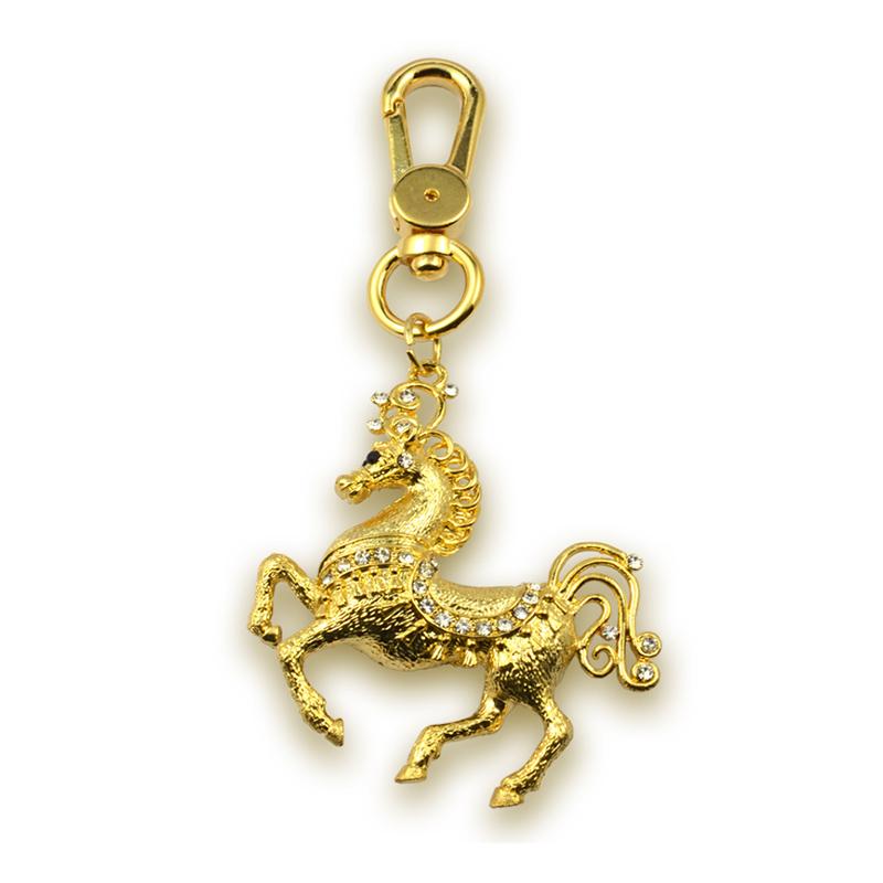 Keyring Maker Custom Gold Jewelry Horse Keychain With Rhinestone