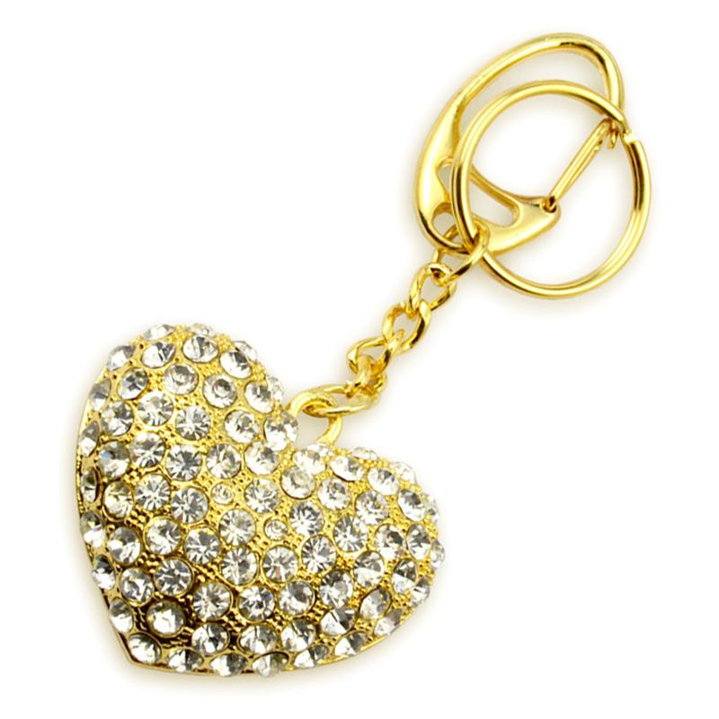 Metal Keychains Double Ring Rhinestone Jewelry Love Key Chain Metal Keychain