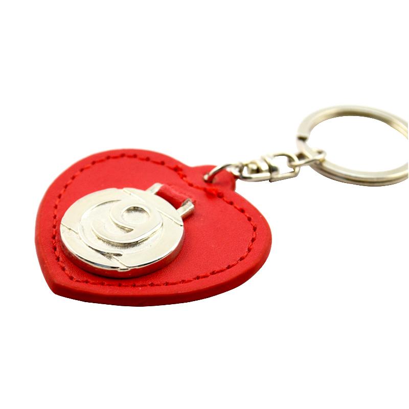 Custom Design Your Own Blank Car Logo Keychain Heart Leather