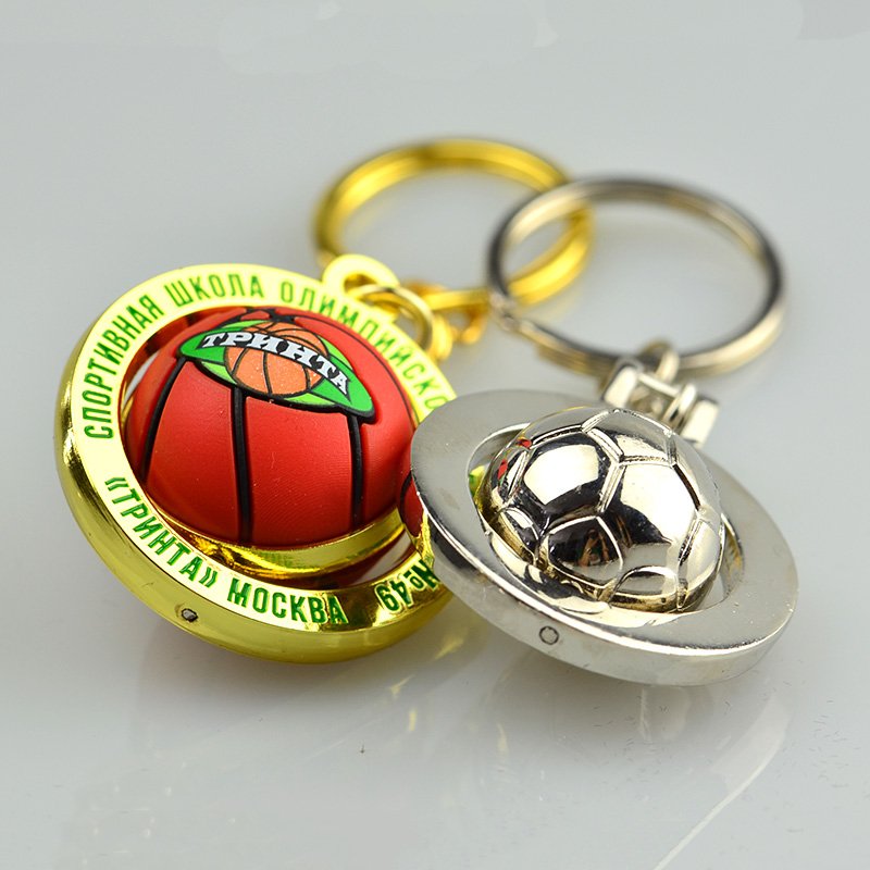Customised Key Chain 3D Metal Rotatable Sports Football Keychain
