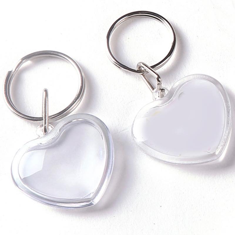 clear Acrylic Plastic Blank Clear Key ring Heart Shape Photo Key Rings