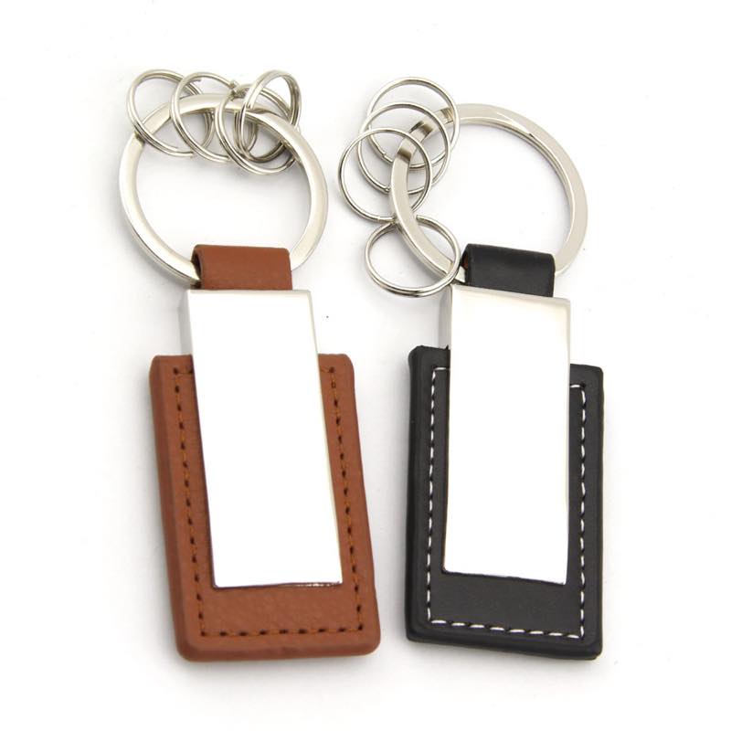 Custom Branded Mens Leather Metal Keychain Tag for Promotion