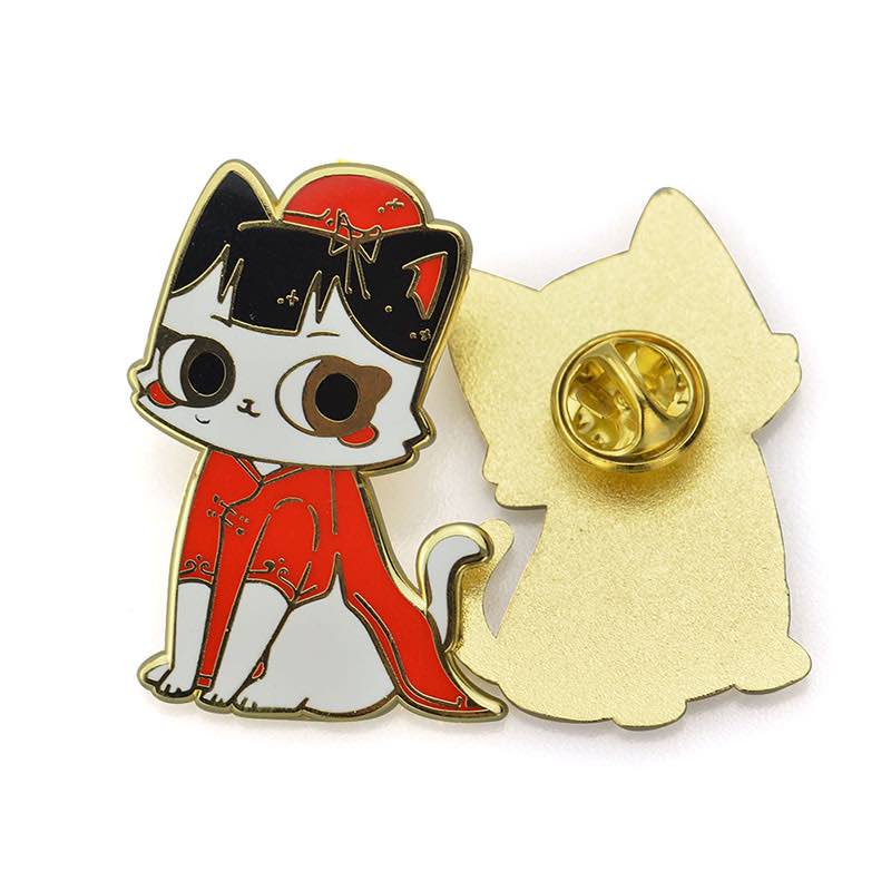 Enamel Animal Pins Custom Cat Shaped Art Gold Lapel Pins