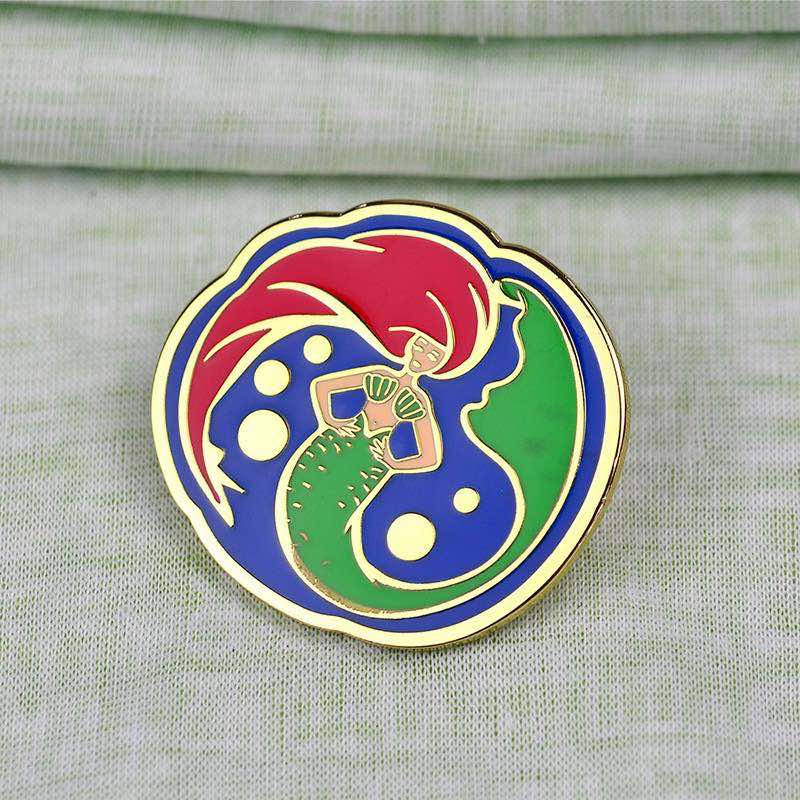 Wholesale Mermaid Enamel Pin Metal Glitter Badges Custom For Sale