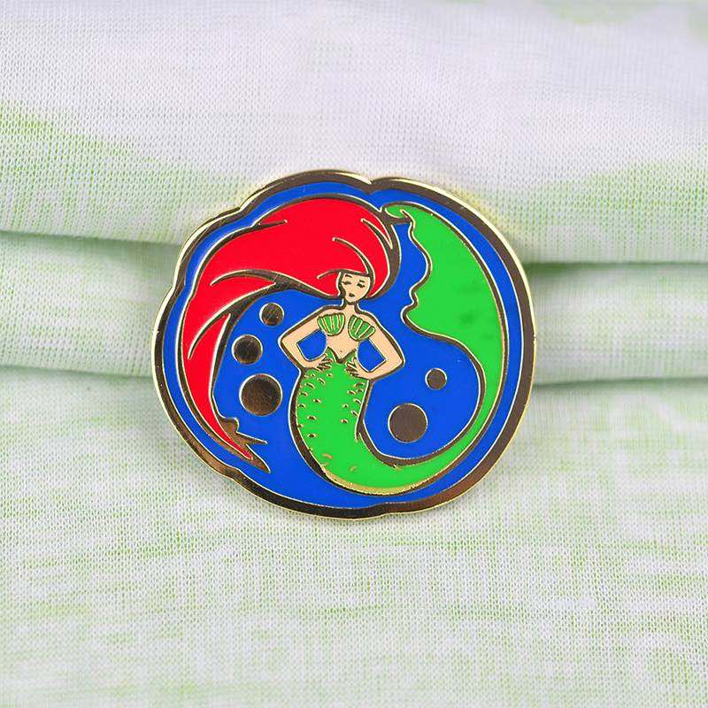 Wholesale Mermaid Enamel Pin Metal Glitter Badges Custom For Sale