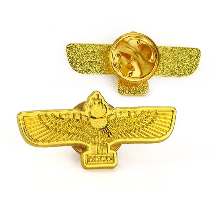 Custom Gold Plate Pin Art Lapel Pins Wing Shaped For Suit Men