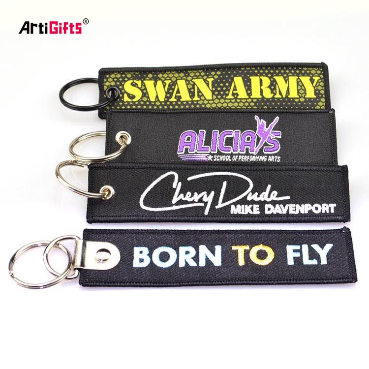 Custom Embroidery Logo Keychains Fabric Strap Wholesale 