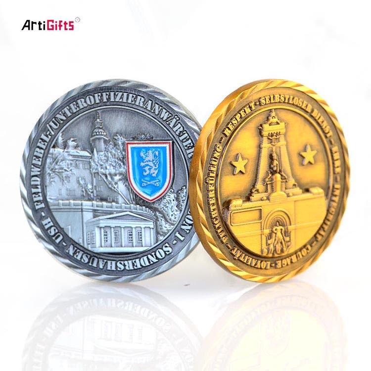 Custom Enamel Reward Challenge Antique Silver Coins Manufacturers