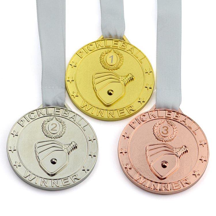 Gold Silver Bronze Pickleball Medals Die Cast Models