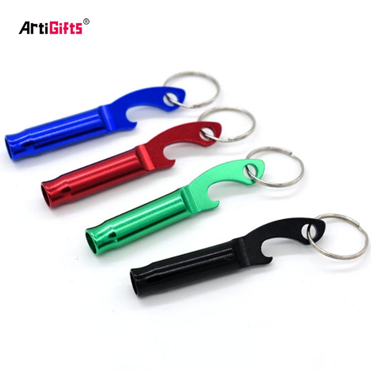 Safety Whistle Keychain Aluminum Whistle Opener Keychain