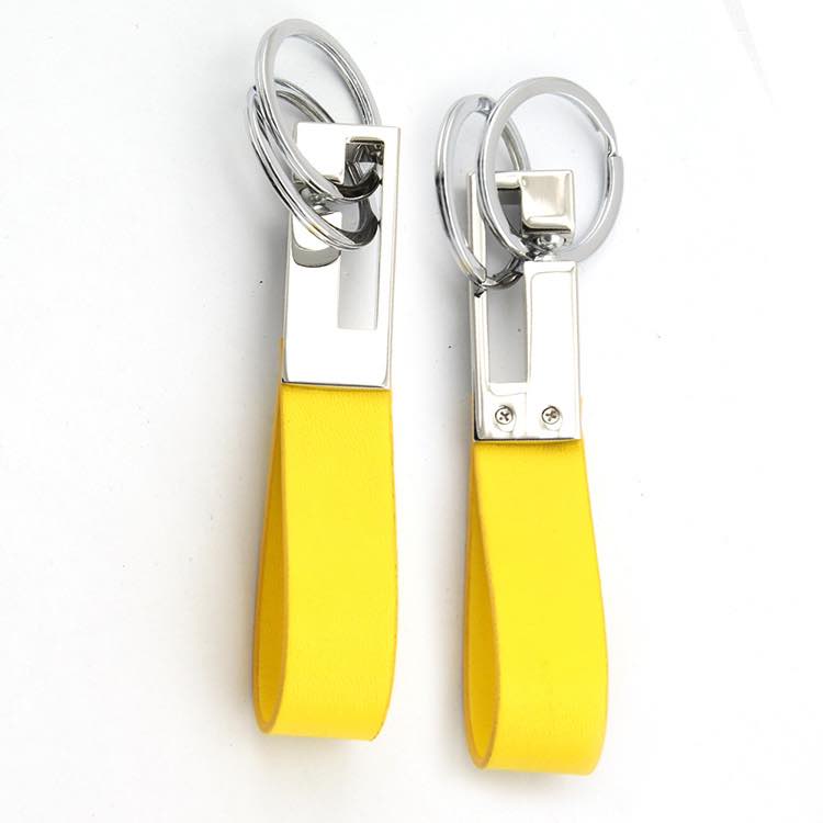 Leather Keychains: Yellow Key Lanyard | Leather Keychains by KMM & Co. No