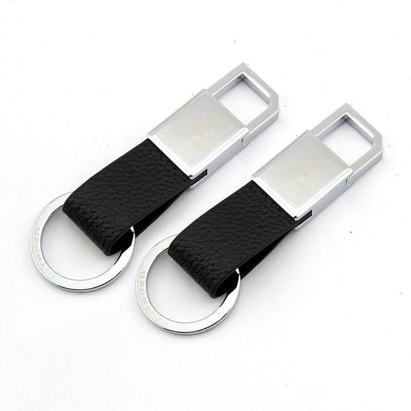 Black Leather Carabiner Keychain