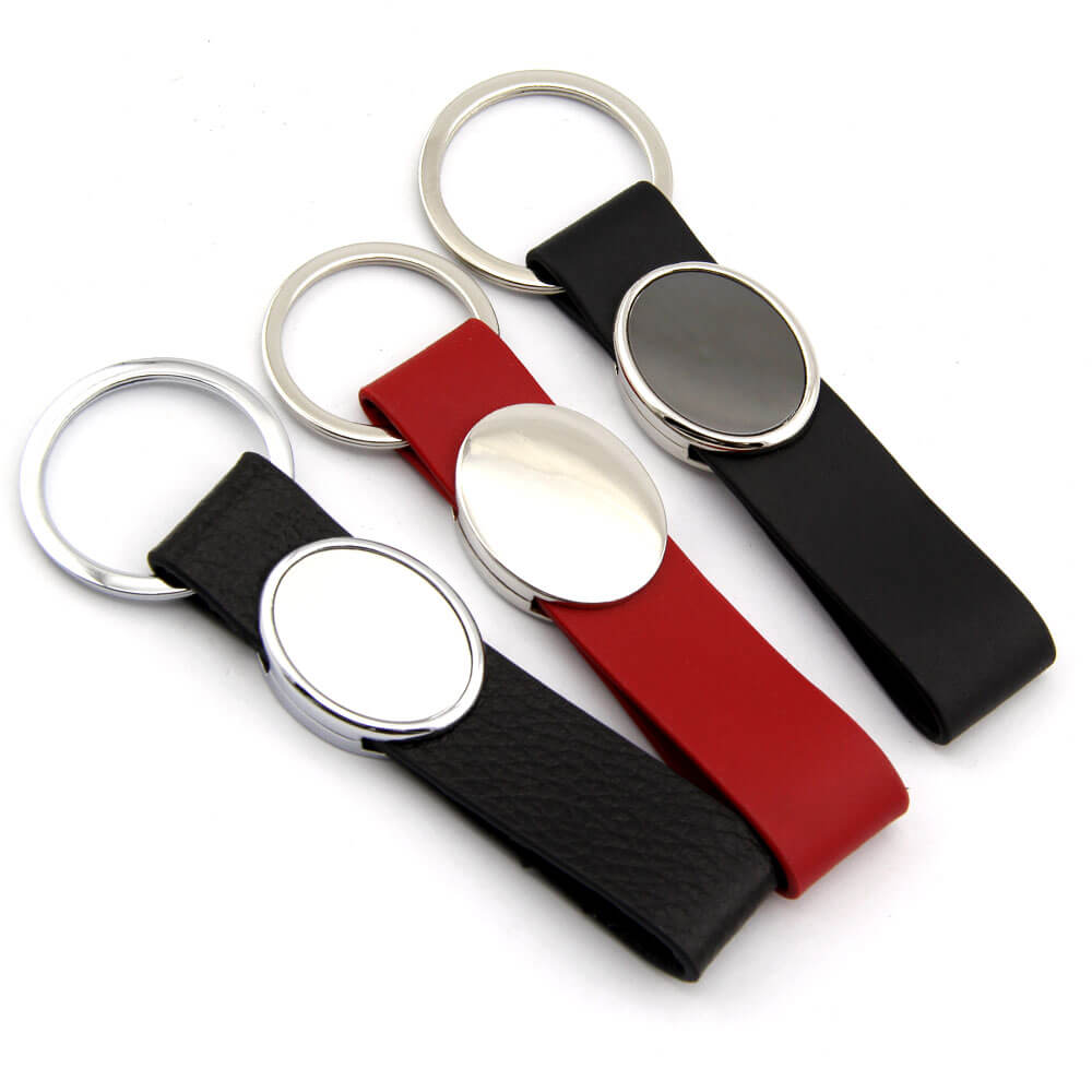 Personalized Logo Blank Faux Holder Ring Custom Luxury Pu Leather Key Chain