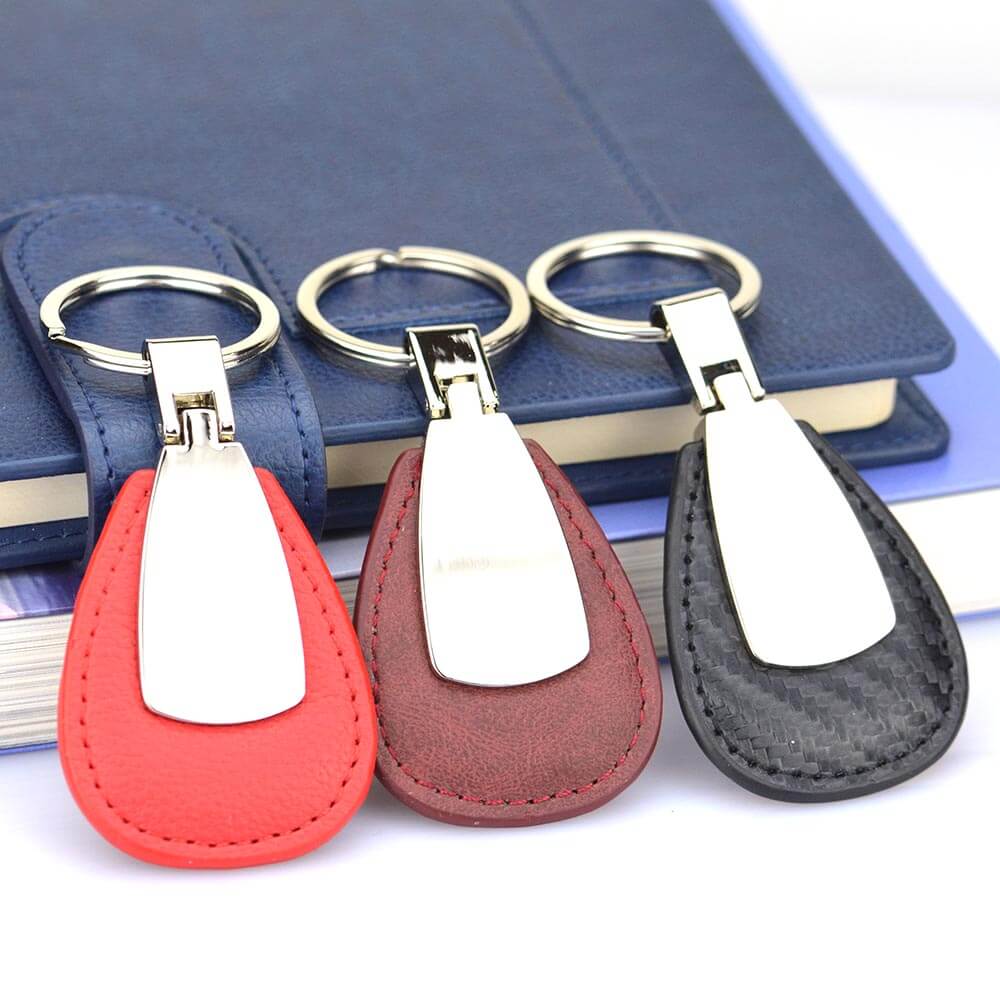 Personalized Custom Brand Logo Blank Luxury Pu Leather Car Keychain