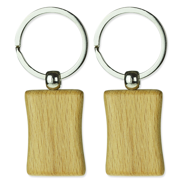 Customized Logo Round Rectangle Blank Keychain Wood