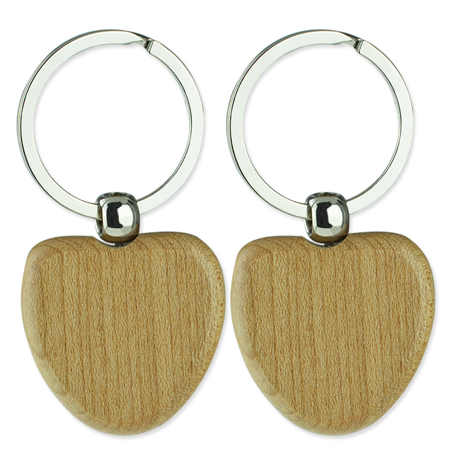 Customized Logo Round Rectangle Blank Keychain Wood